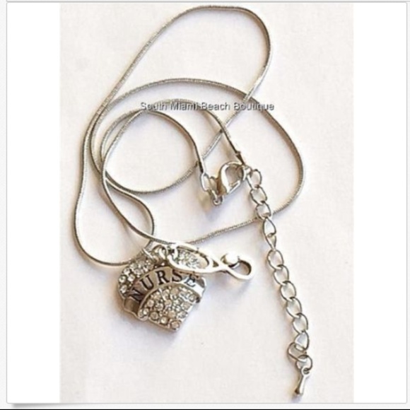 Silver NURSE Nursing Stethoscope Necklace 18'20" - Picture 5 of 8